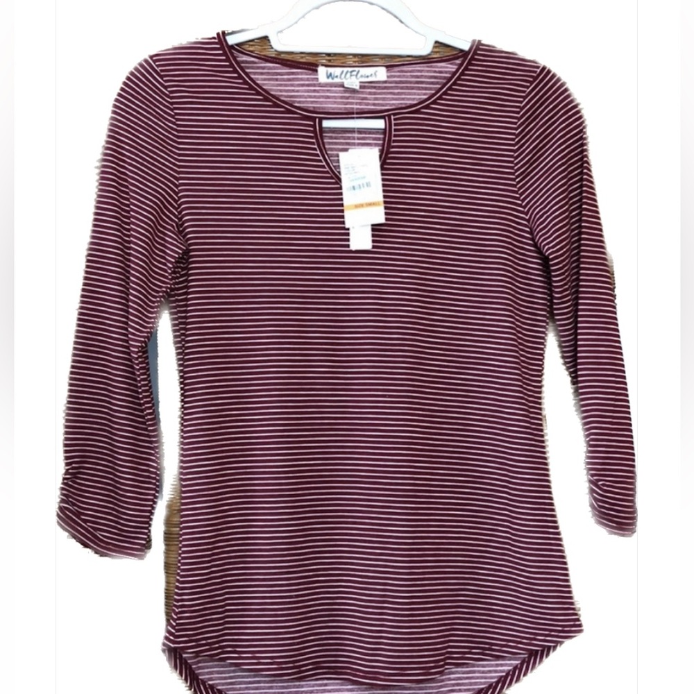 New Wall Flower Strip Top Burgandy and Cream